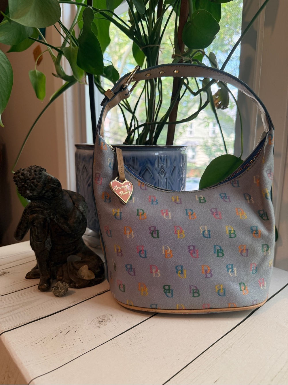 Dooney & Bourke | Vintage Y2K Multicolor DB Logo Mini Hobo with Rainbow Zipper